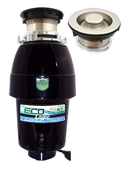 Eco Logic EL-7-DS-BN 7 Designer Series Food Waste Disposer with Brushed Nickel Sink Flange, 1/2 HP